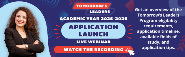 Tomorrow's Leaders Application Launch webinar - September 5, 2024 at 18:00 Beirut/Cairo time. Click to register.